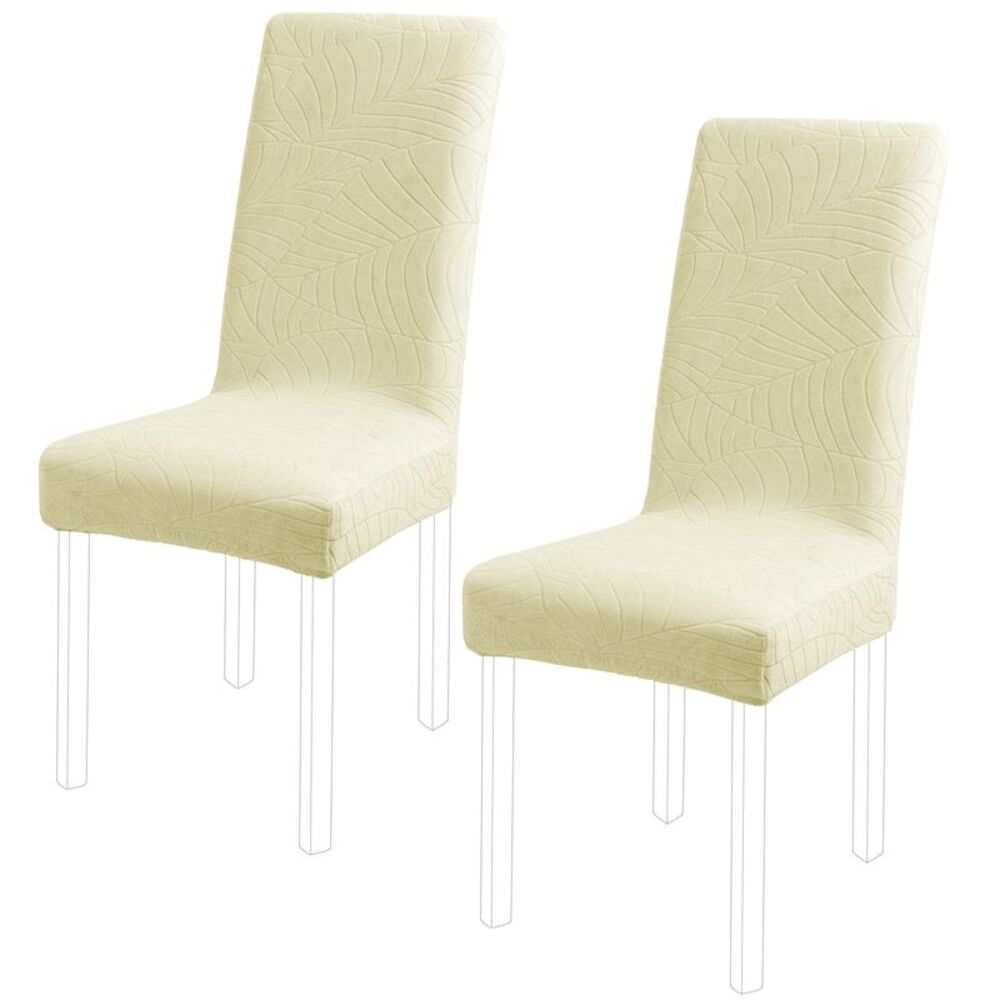 Chair SlipCovers Dining Room Set of 2 Stretch Spandex Fabric Beige